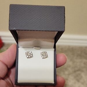 Diamond Earrings In Sterling Silver